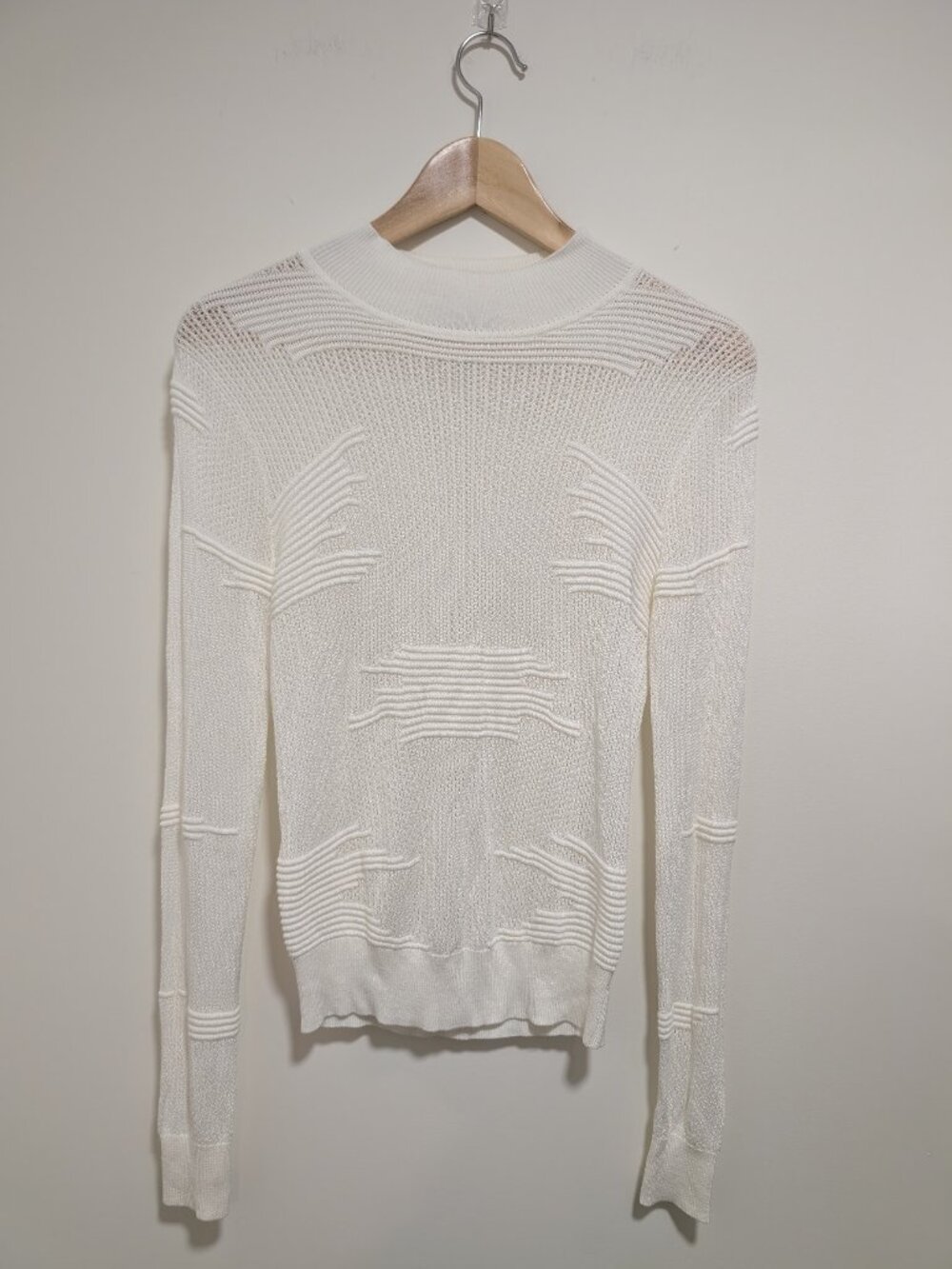 Storm & Marie | Paz Textured Mock Neck Long Sleeve Sweater In Off White